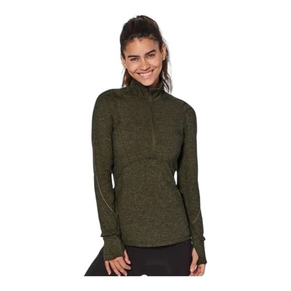 Lululemon Extra Mile 1/2 Zip Heathered Utilitarian/Black Size 8 Funnel Neck - Picture 1 of 16